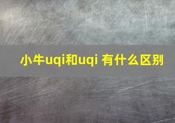 小牛uqi和uqi 有什么区别